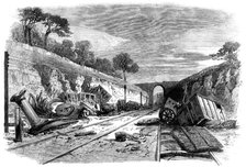 Scene of the recent railway accident at Winchburgh, on the Edinburgh and Glasgow Railway, 1862. Creator: Unknown.
