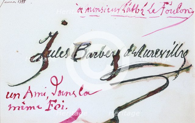 Signature of Jules-Amedee Barbey d'Aurevilly, 19th century. Artist: Jules-Amedee Barbey d'Aurevilly