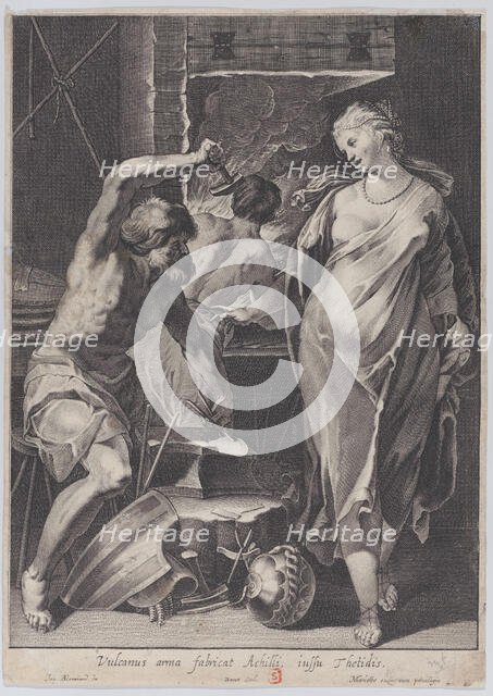 Vulcan forging the armor of Achilles, 1624-75. Creator: Pierre Daret.