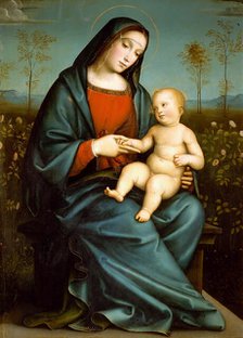 Madonna with Child in the Rose Garden, c. 1480. Creator: Francia, Francesco (1450-1517).