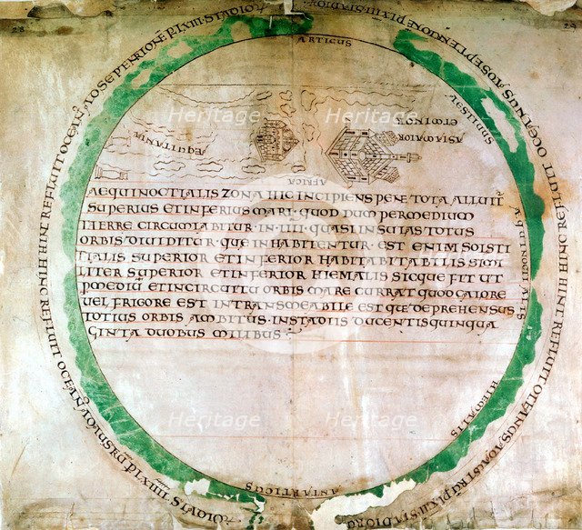 Anglo-Saxon world map, 10th century. Artist: Unknown