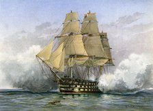 HMS 'Victory', British warship, c1890-c1893.Artist: William Frederick Mitchell