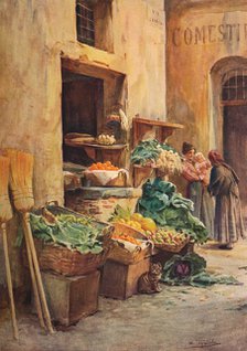'The Green-grocer shop', c1910, (1912). Artist: Walter Frederick Roofe Tyndale.