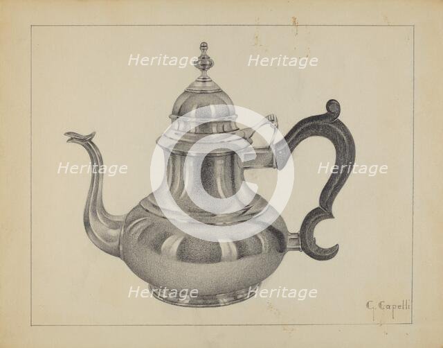 Silver Teapot, c. 1936. Creator: Giacinto Capelli.