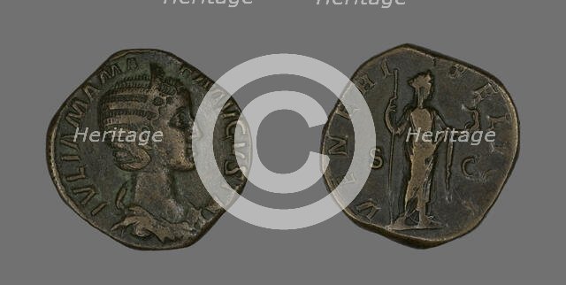 Sestertius (Coin) Portraying Julia Mamaea, 224. Creator: Unknown.