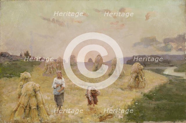 Harvest folk, 1883. Creator: Aukusti Uotila.