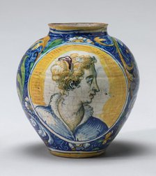 Drug jar with heads of women, c. 1550/1570. Creator: Domenico da Venezia, Workshop of .