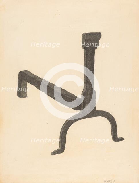 Andiron (one of pair), c. 1938. Creator: Salvatore Borrazzo.