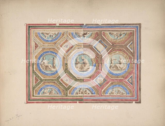 Design for Coffered Ceiling..., Empress Eugenie's Hotel, second half 19th century. Creators: Jules-Edmond-Charles Lachaise, Eugène-Pierre Gourdet.
