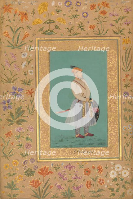 Portrait of Qilich Khan Turani, Folio from the Shah Jahan Album, recto: ca. 1640; verso: ca. 1530-50 Creators: Lalchand, Mir 'Ali Haravi.