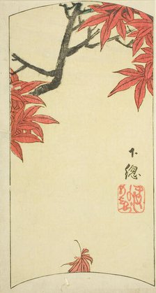 Maple Leaves in Shimosa Province (Shimosa, momiji), section of sheet no. 7 from the series..., 1852. Creator: Ando Hiroshige.