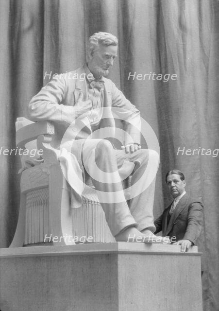 Patigian, Haig, Mr., with his Abraham Lincoln sculpture, portrait photograph, 1927 Creator: Arnold Genthe.
