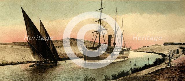 'Canal of Suez - The curve of el-Guersh', c1918-c1939. Creator: Unknown.