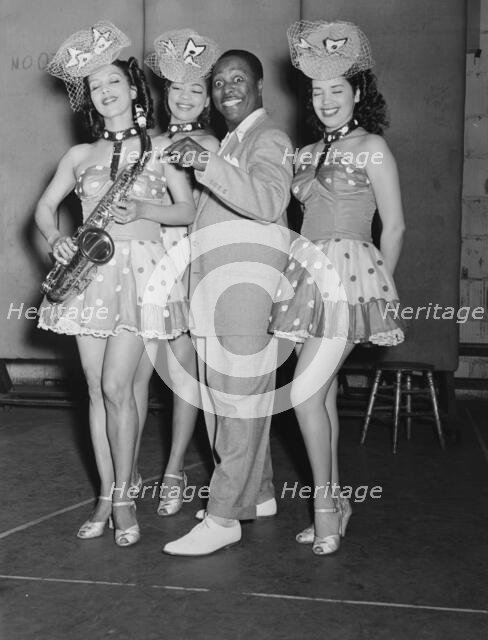 Portrait of Louis Jordan, Paramount Theater(?), New York, N.Y., ca. July 1946. Creator: William Paul Gottlieb.