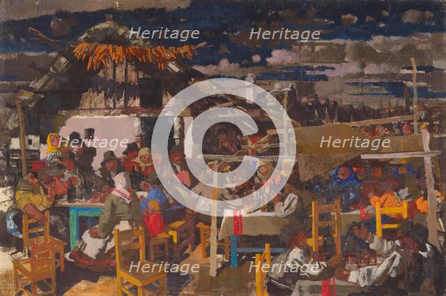 Market kitchen, 1930s. Creator: Aba-Novák; Vilmos (1894-1941).