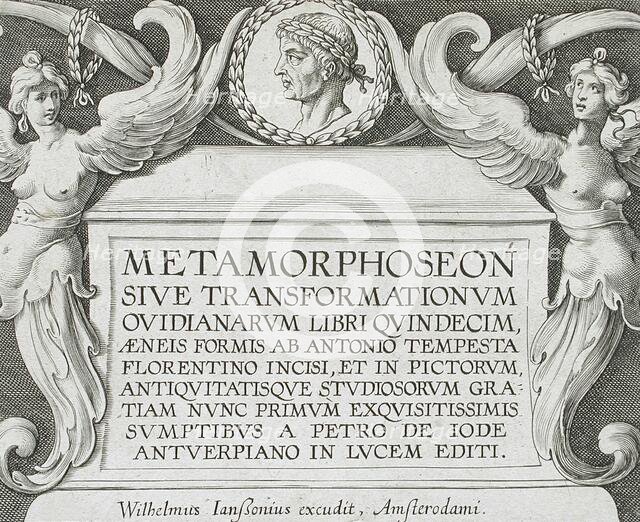 Frontispiece with the Bust of Ovid, published 1606. Creators: Antonio Tempesta, Wilhelm Janson.