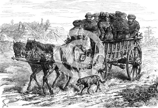 Polish Jews driving to market: a sketch on the Polish Russian frontier, 1880. Creator: Unknown.