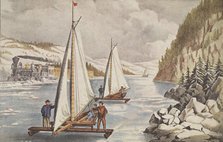 Ice-Boat Race on the Hudson, pub. C. 1855, Currier & Ives (Colour Lithograph) 