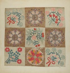 Applique and Patchwork Quilt, c. 1939. Creator: A. Zimet.