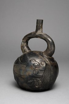 Stirrup Spout Vessel with Composite Feline Fish Relief, 100 B.C./A.D. 500. Creator: Unknown.