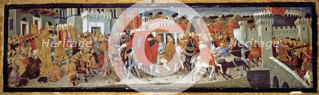 Frederick III and Leonora of Portugal in Rome, 1452. Artist: Giovanni di Ser Giovanni, (Lo Scheggia) (1406-1486)