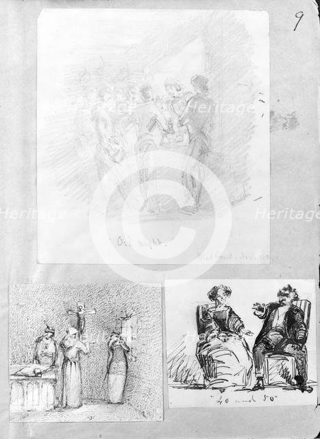 The Margrave, the Prince[ss] and the Hermit (from Sketchbook), 1854-55. Creator: James Abbott McNeill Whistler.