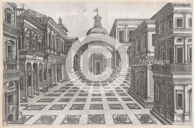 Speculum Romanae Magnificentiae: View of Buildings Adjoining the Capitol, 16th cen..., 16th century. Creator: Anon.