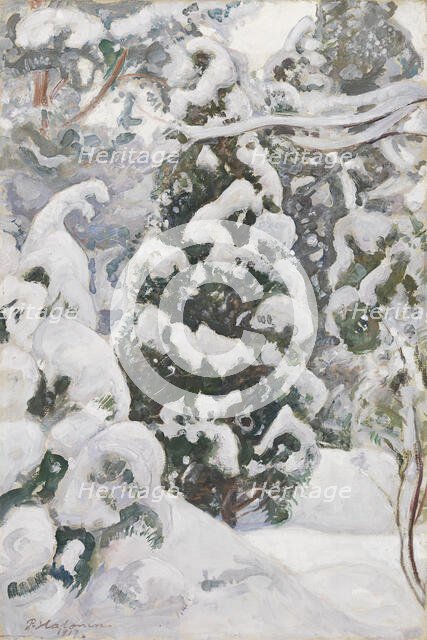 Juniper Tree in Snow, 1917. Creator: Pekka Halonen.