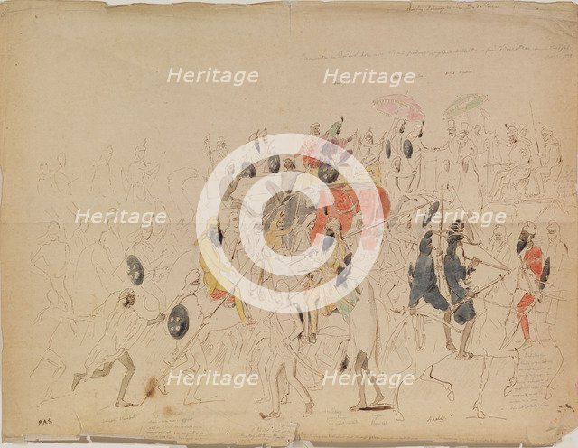 Meeting of Maharaja Sher Singh of Punjab and British Ambassador Clark in 1842, 1842. Artist: Saltykov, Alexei Dmitriyevich (1806-1859)