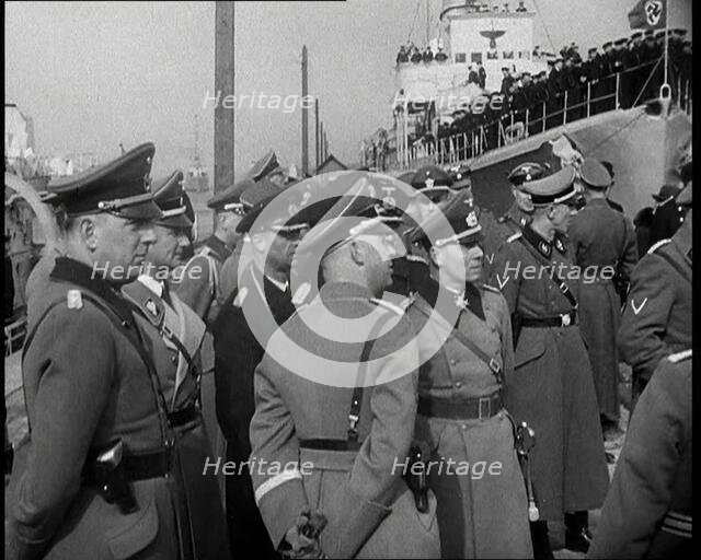 Erwin Rommel with German Officers on a Warship, 1930s. Creator: British Pathe Ltd.