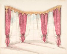 Design for Red Curtains with a Gold Pelmet, early 19th century. Creator: Anon.