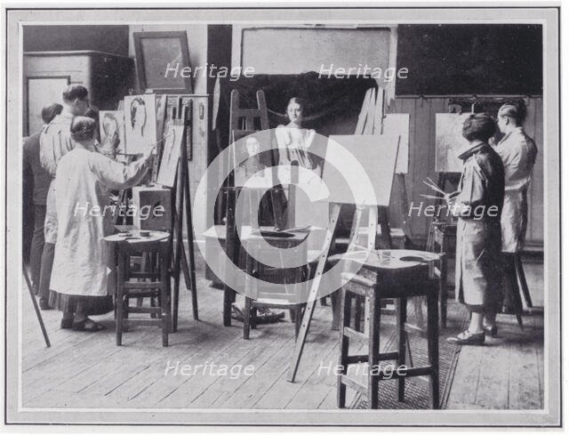 Photo from 'The Sphere' in the women's Large Life Room of a group of students working from..., c1925 Creator: Unknown.
