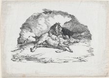 Lion Devouring a Horse, 1818. Creator: Theodore Gericault.