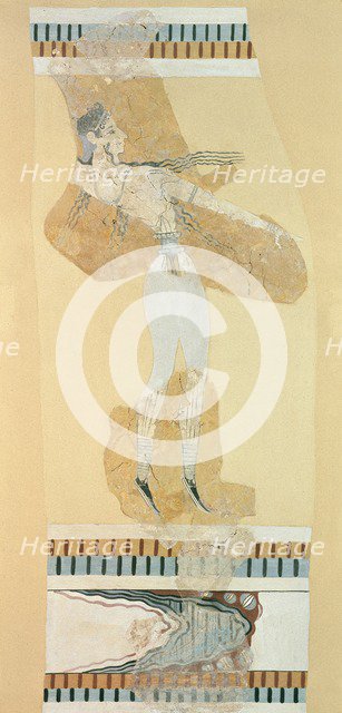 Fresco fragment, Late Minoan I Period, c1700-c1450BC. Artist: Unknown.