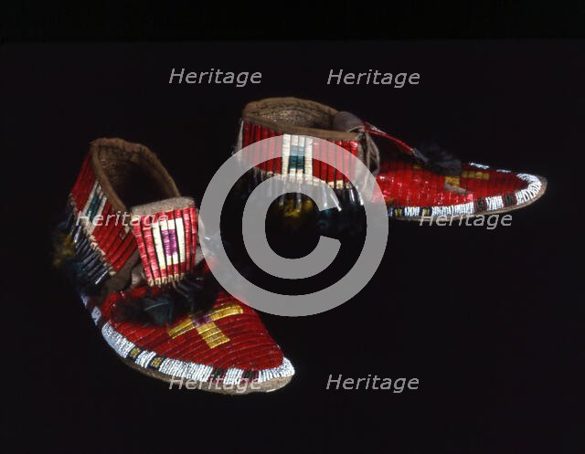 Pair of Moccasins, Santee Sioux Plains, 1875/1900. Creator: Unknown.