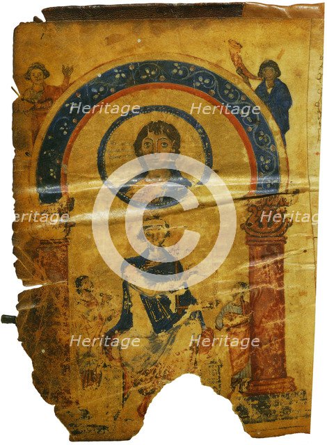 The Chludov Psalter. Christ Emmanuel. King David Enthroned, ca 850.