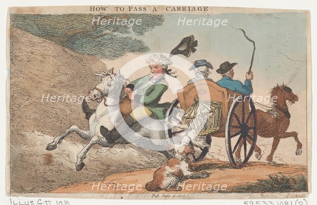 How to Pass a Carriage, June 11, 1808., June 11, 1808. Creator: Thomas Rowlandson.