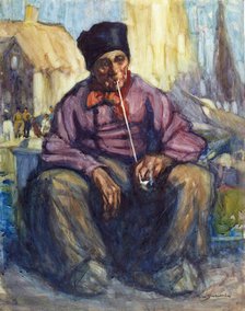 The old Dutchman with clay pipe, 1913. Creator: Maud Winifred Sherwood.