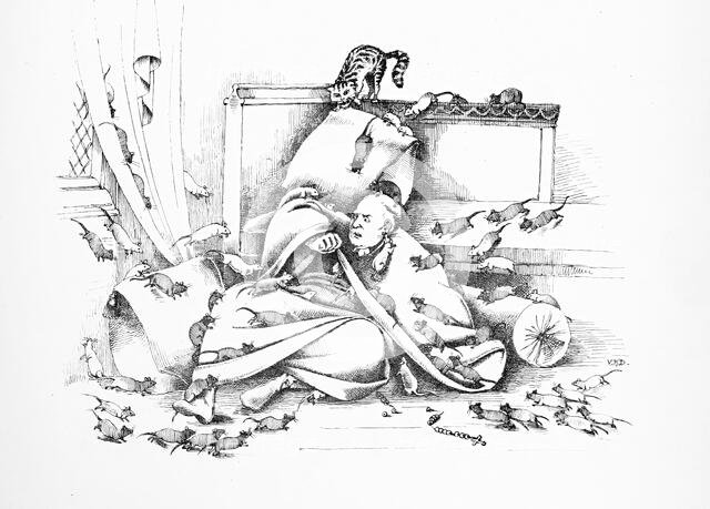 Hatto II is devoured by mice, 1861.  Creator: Violetta Harriot Darwin.