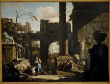 Perspective of ruins with figures, 1720s. Creator: Ricci, Sebastiano (1659-1734).