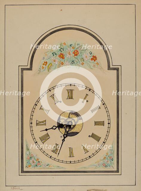 Clock, c. 1938. Creator: Nicholas Gorid.