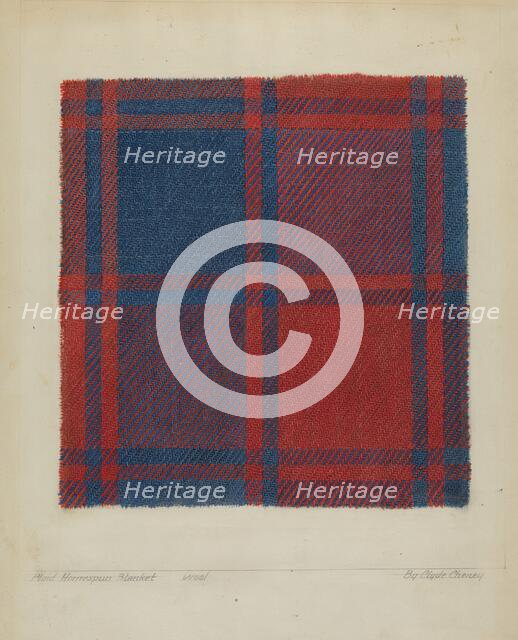Plaid Homespun Coverlet, 1935/1942. Creator: Clyde L. Cheney.