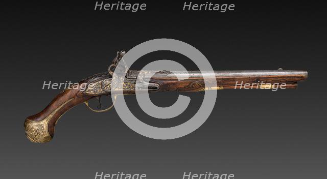 Pair of Flintlock Pistols (2 of 2), early 1700s. Creator: Unknown.