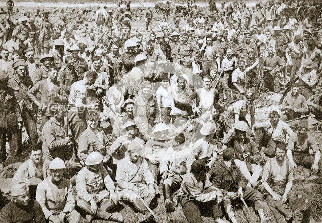 Royal Fusiliers resting after the storming of La Boiselle, France, World War I, 1916. Artist: Unknown
