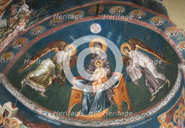 The Virgin Enthroned with Christ Emmanuel with Archangels Michael und Gabriel, 14th century. Artist: Anonymous  