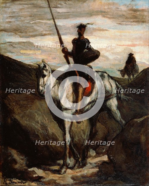 Don Quixote in the Mountains. Artist: Daumier, Honoré (1808-1879)