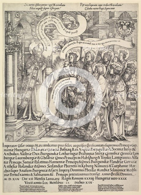 Maximilian Presented by his Patron Saints to the Almighty, 1519. Creator: Hans Springinklee.