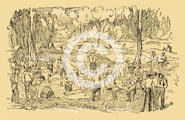 'Digging and Washing For Gold In Australia In 1851', c1930. Creator: Unknown.