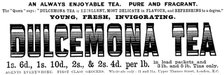 Advertisement for Dulcemona Tea, 1895. Creator: Unknown.