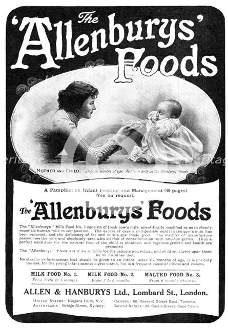 The 'Allenburys Foods', 1909. Creator: Unknown.